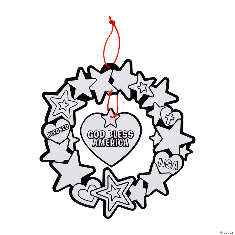 Color Your Own Fuzzy God Bless America Wreaths - 12 Pc. Image