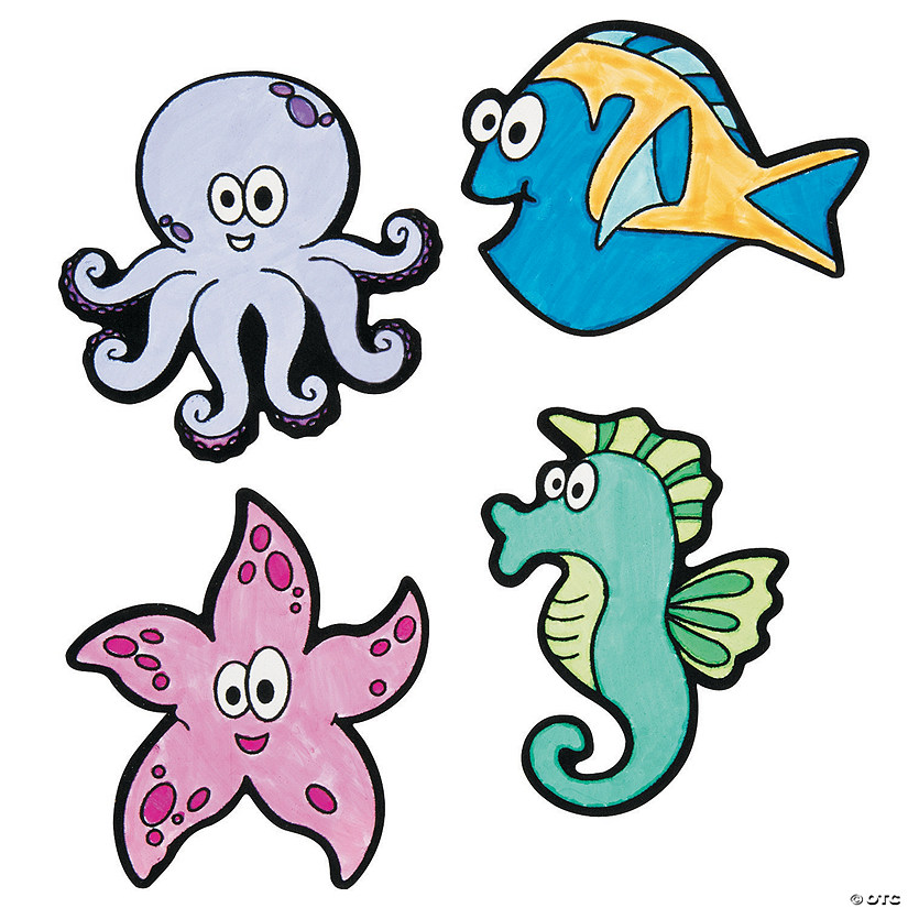 Color Your Own Fuzzy Under The Sea Magnets - Makes 12 Image
