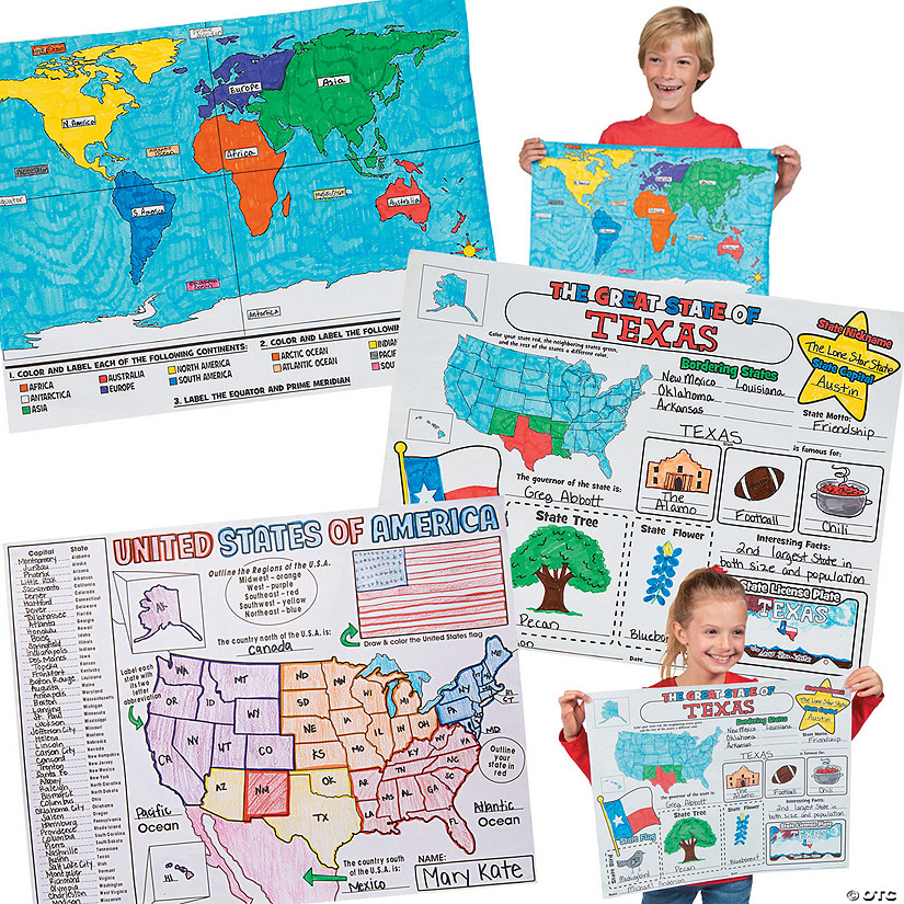 Color Your Own Geography Posters Kit - 90 Pc. Image