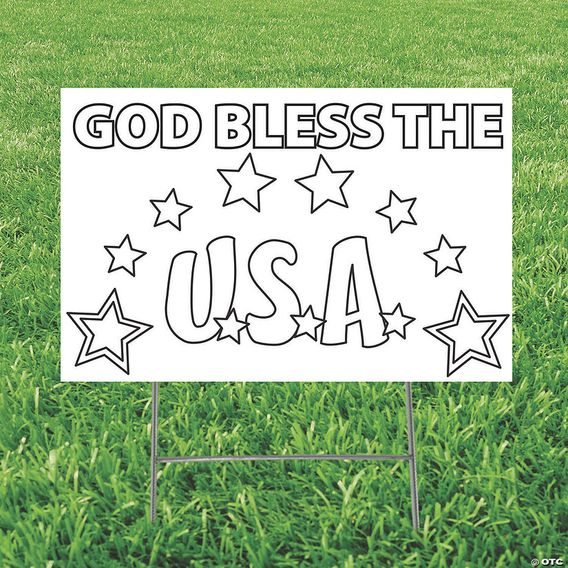 Color Your Own God Bless the USA Yard Sign Image