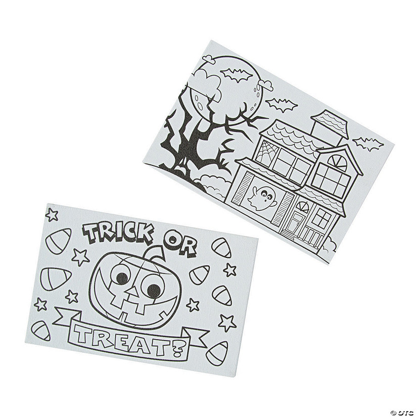 Color Your Own Halloween Canvases - 12 Pc. Image