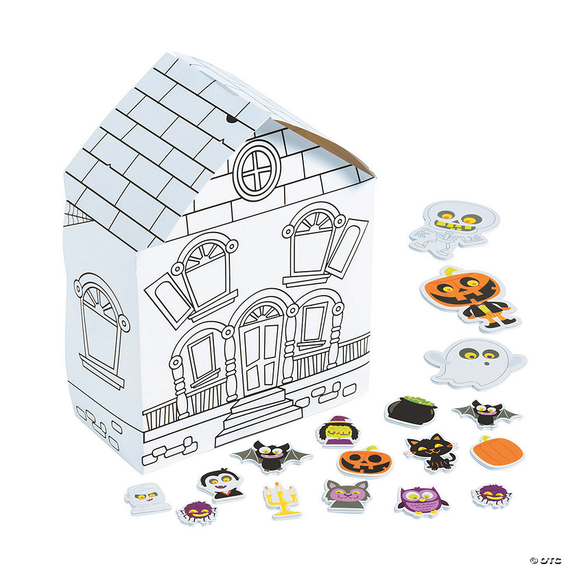 Color Your Own Halloween Haunted Houses - 12 Pc. Image