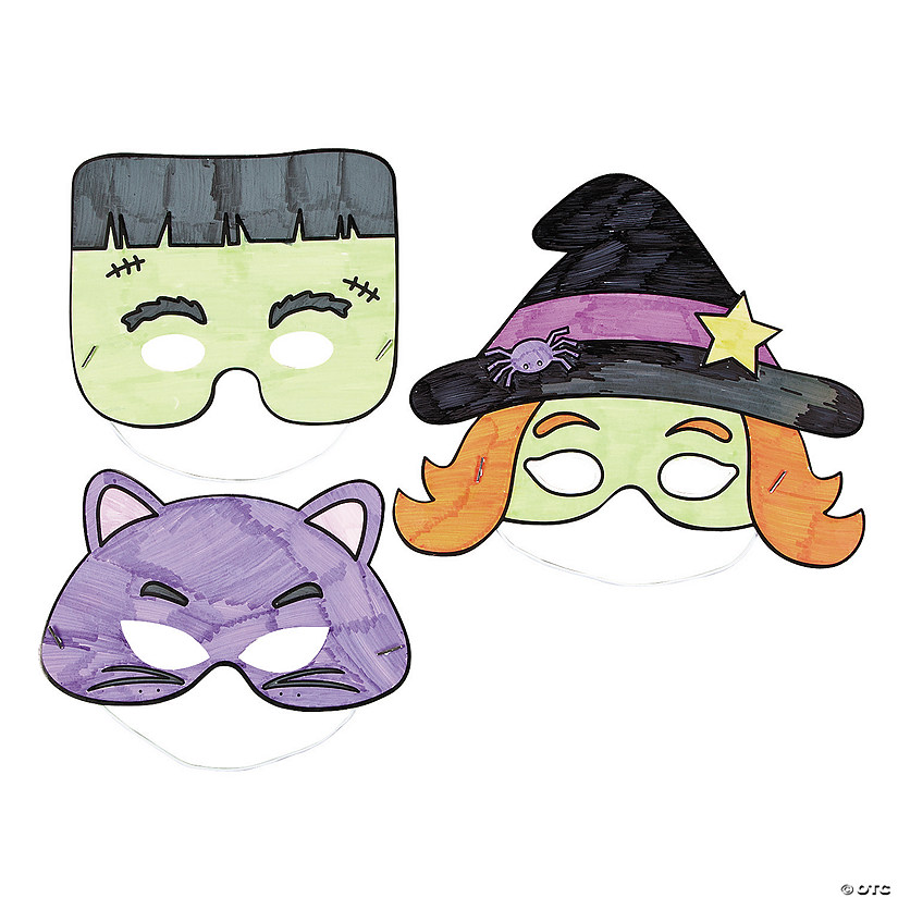 Color Your Own Halloween Masks - 12 Pc. Image