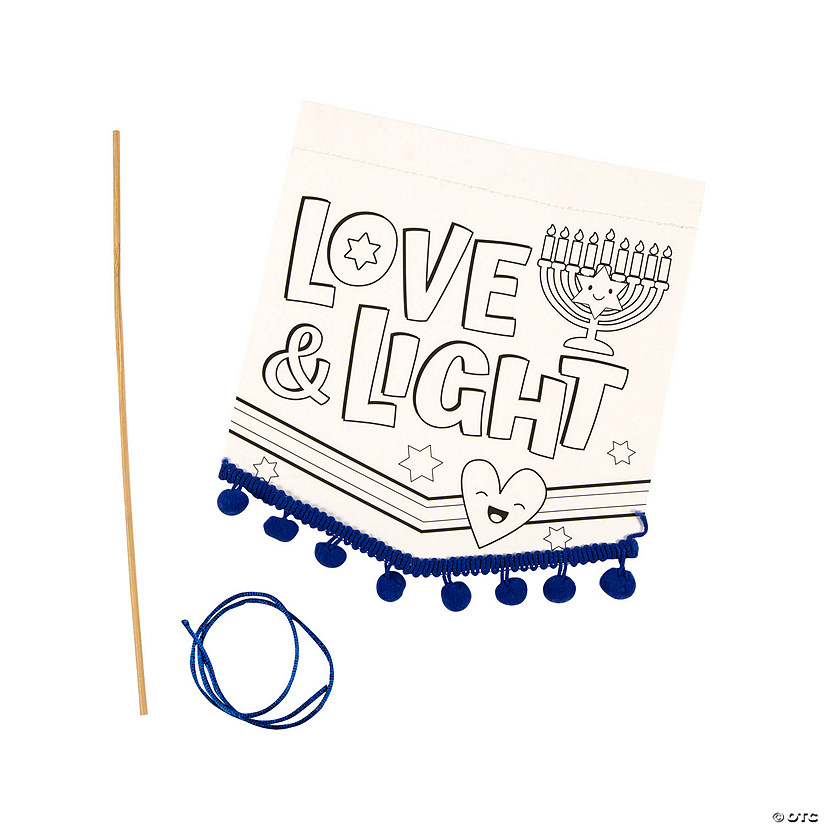 Color Your Own Hanukkah Banners with Pom-Pom Trim - 12 Pc. Image