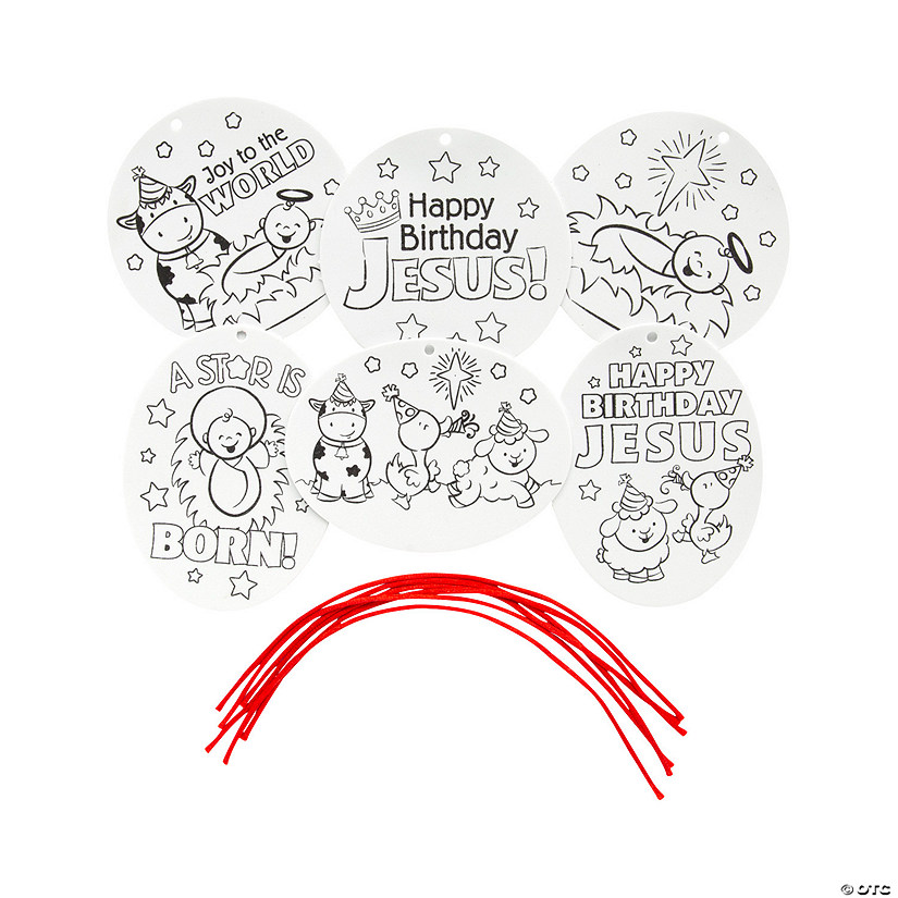 Color Your Own Happy Birthday Jesus Ornaments - 24 Pc. Image