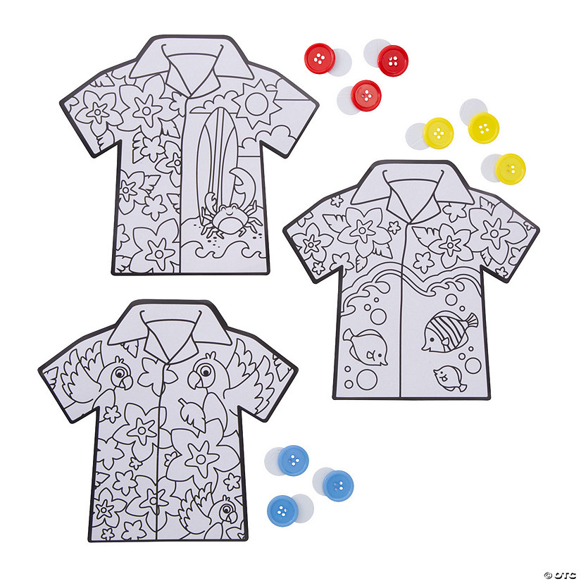 Color Your Own Hawaiian Shirts with Buttons Craft Kit - Makes 12 Image