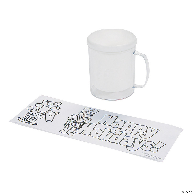 Color Your Own Holiday BPA-Free Plastic Mugs - 12 Ct. Image