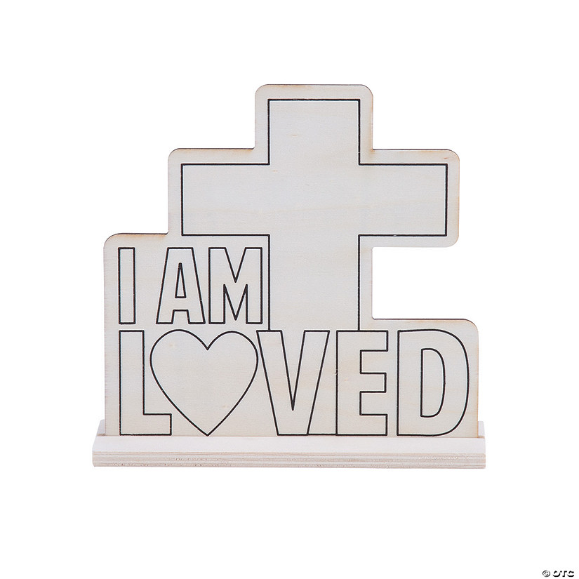 Color Your Own I Am Loved Tabletop Signs - Makes 12 Image