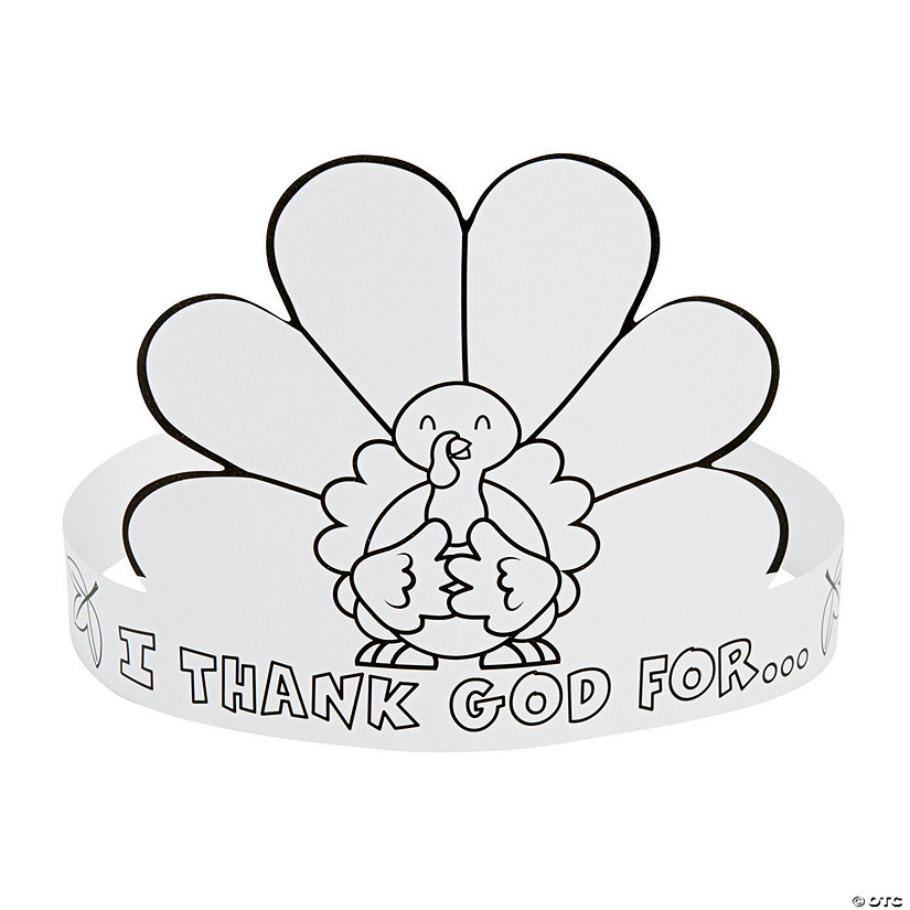 Color Your Own I Thank God Turkey Crowns - 12 Pc. Image