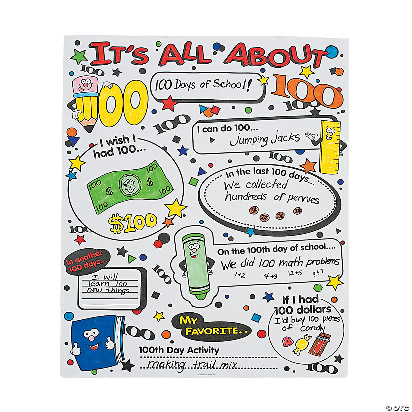 Color Your Own It's All About 100th Day of School Poster Set - 30 Pc. Image