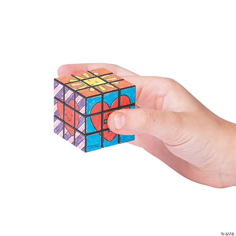 Color Your Own Jesus Loves Me Mini Puzzle Cubes - 12 Pc. Image