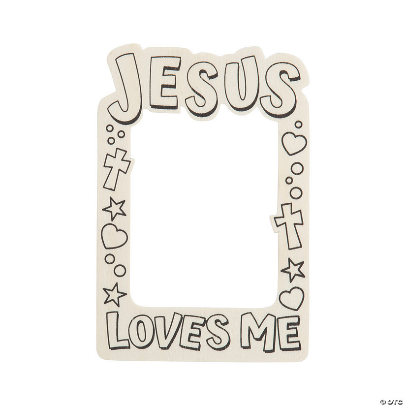 Color Your Own Jesus Loves Me Picture Frame Magnets - 12 Pc. Image