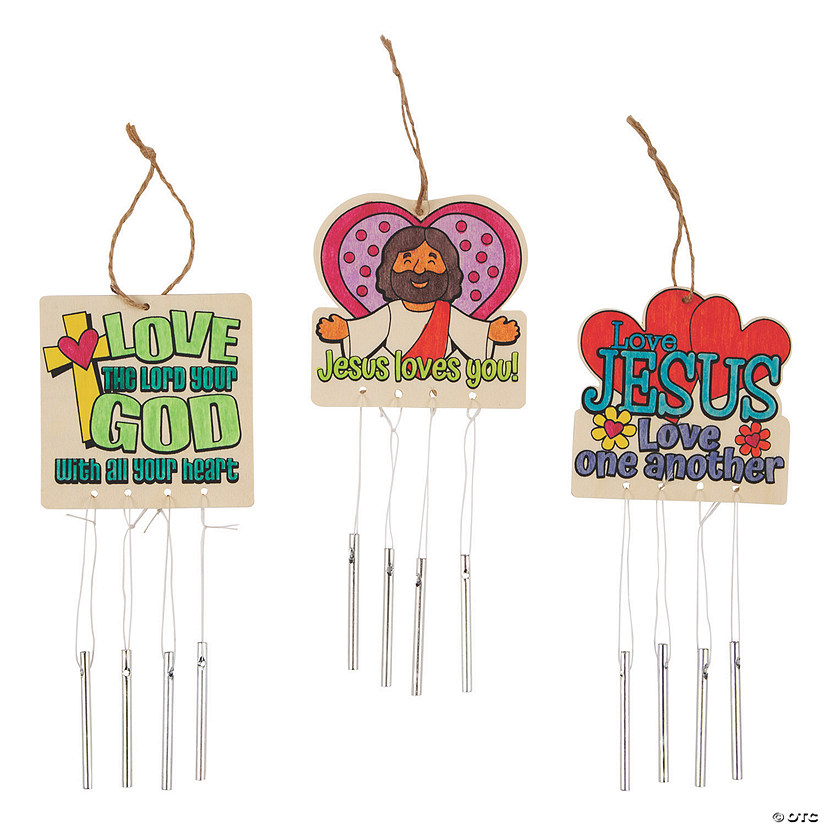 Color Your Own Jesus Loves You Wind Chimes - 12 Pc. Image