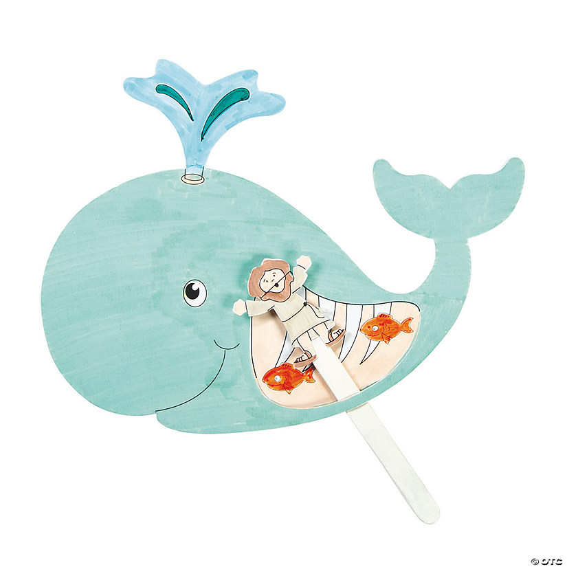 Color Your Own Jonah & the Whale Pop-Up Puppets Craft Kit - Makes 12 Image