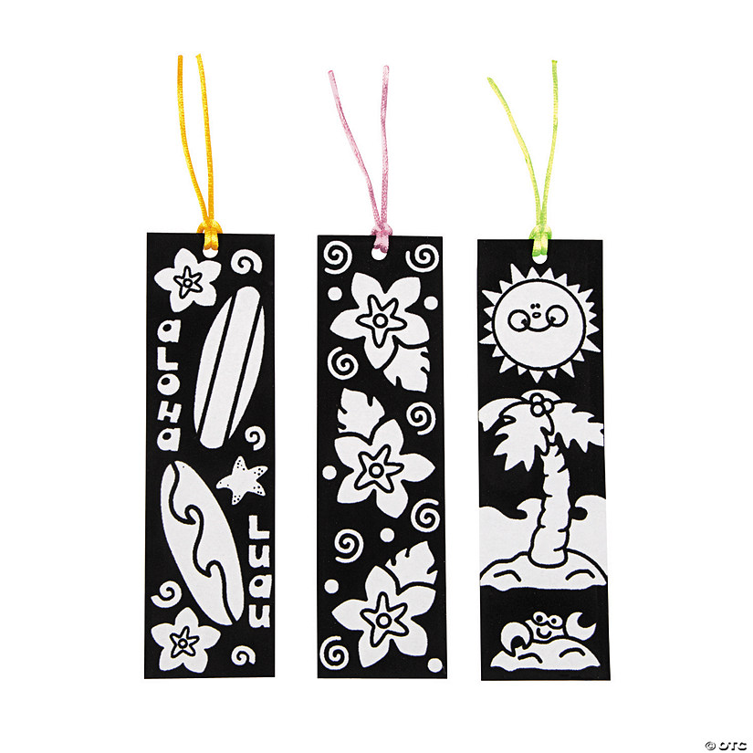 Color Your Own Luau Fuzzy Bookmarks - 12 Pc. Image