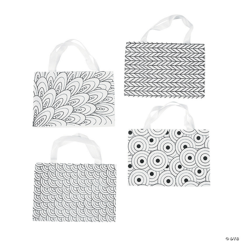 Color Your Own Medium Doodle Canvas Tote Bags - 12 Pc. Image