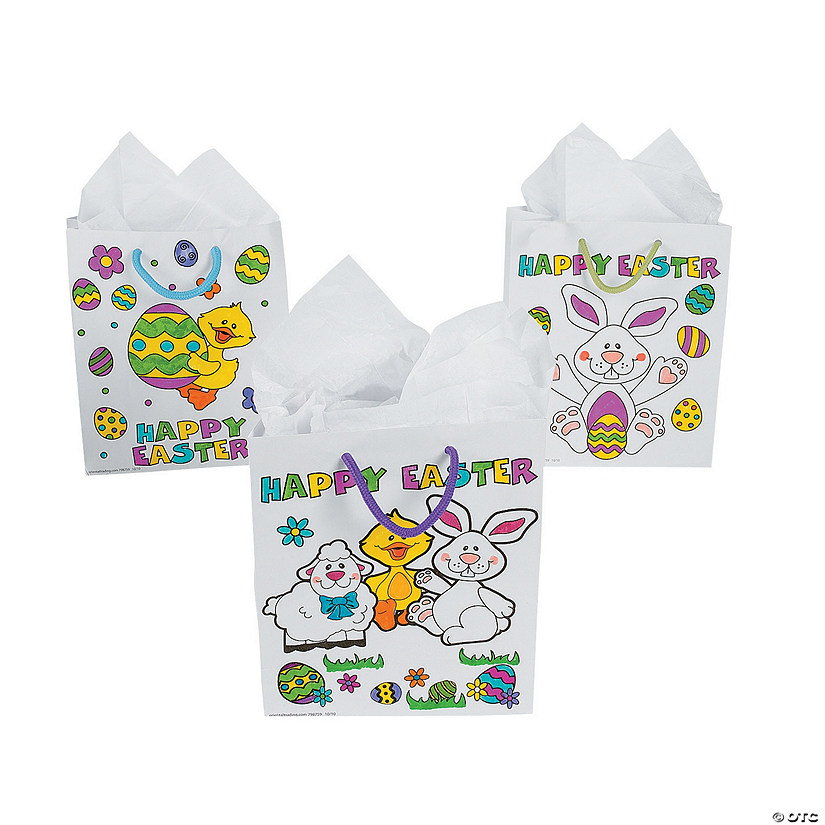 Color Your Own Medium Easter Gift Bags - 12 Pc. Image