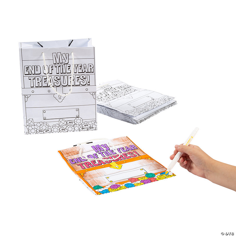 Color Your Own Medium End of Year Treasures Take Home Bags - 12 Pc. Image