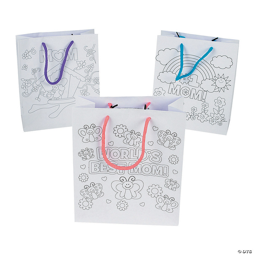 Color Your Own Medium Mom Gift Bags - 12 Pc. Image