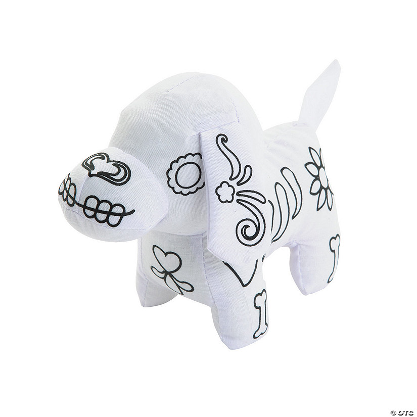 Color Your Own Mini Day of the Dead Stuffed Dog - 12 Pc. Image