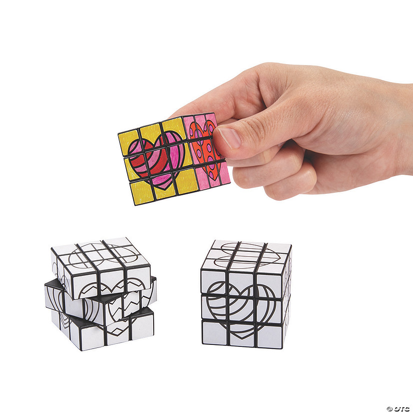 Color Your Own Mini Valentine Puzzle Cubes - 12 Pc. Image