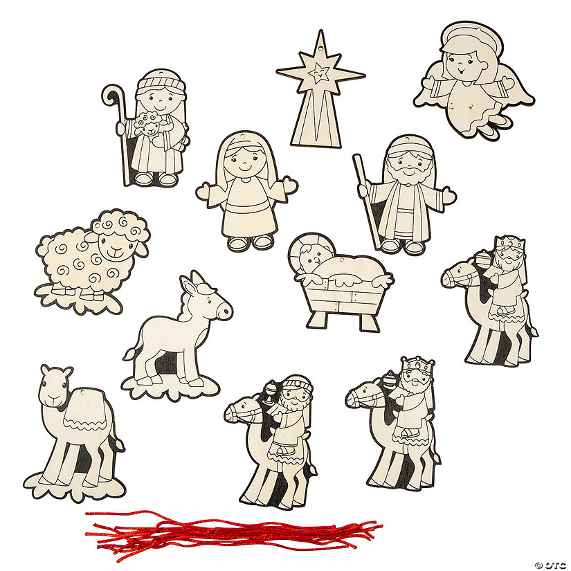 Color Your Own Nativity Character Christmas Ornaments - 12 Pc. Image