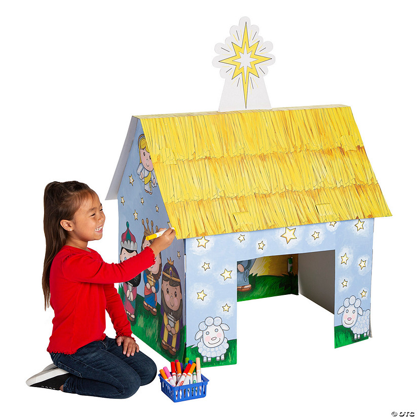 Color Your Own Nativity Stable Playhouse Image