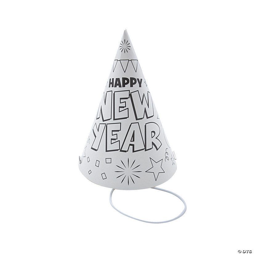 Color Your Own New Year&#8217;s Eve Party Hats - 12 Pc. Image