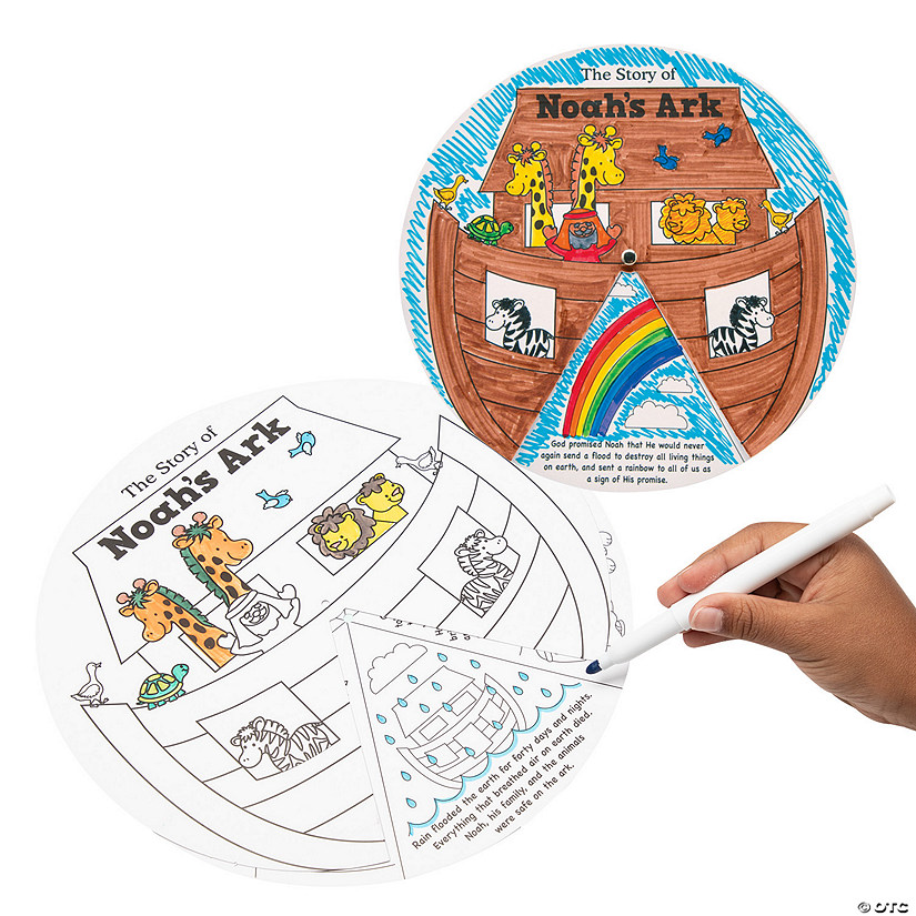 Color Your Own Noah&#8217;s Ark Story Wheels - 12 Pc. Image