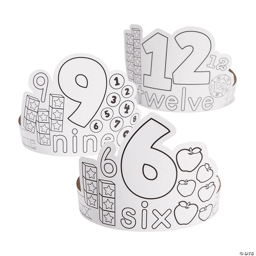 Color Your Own Number Crowns - 12 Pc. Image