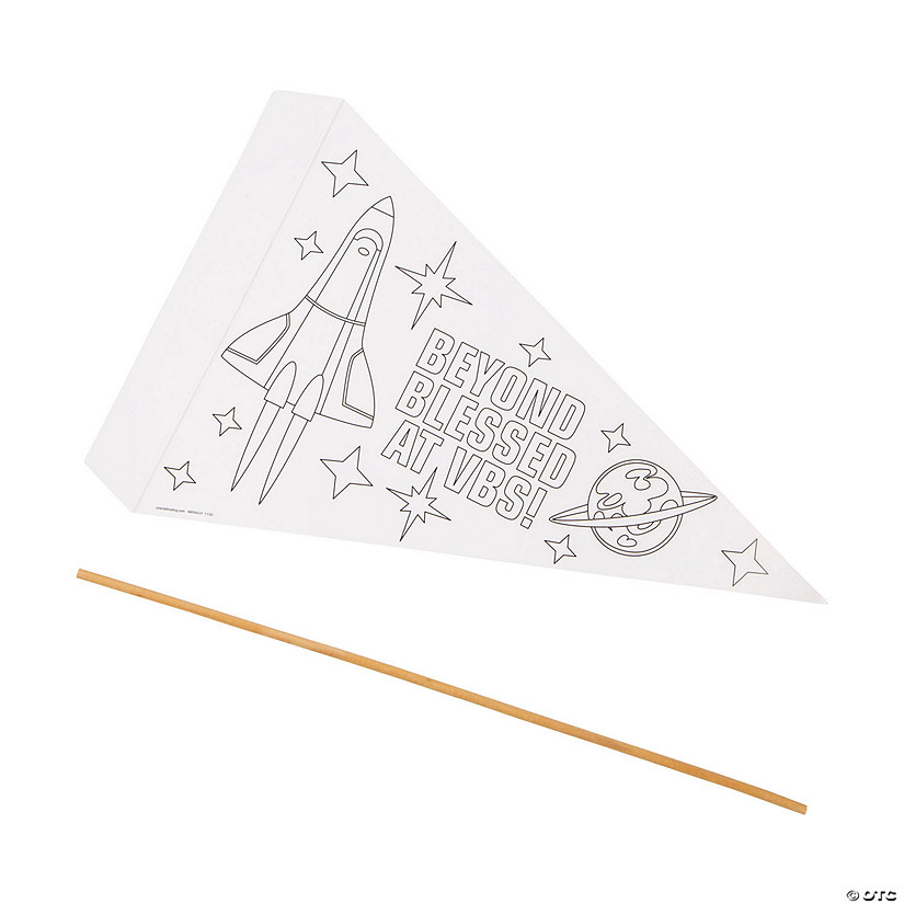 Color Your Own Outer Space VBS Pennant Flags - 12 Pc. Image
