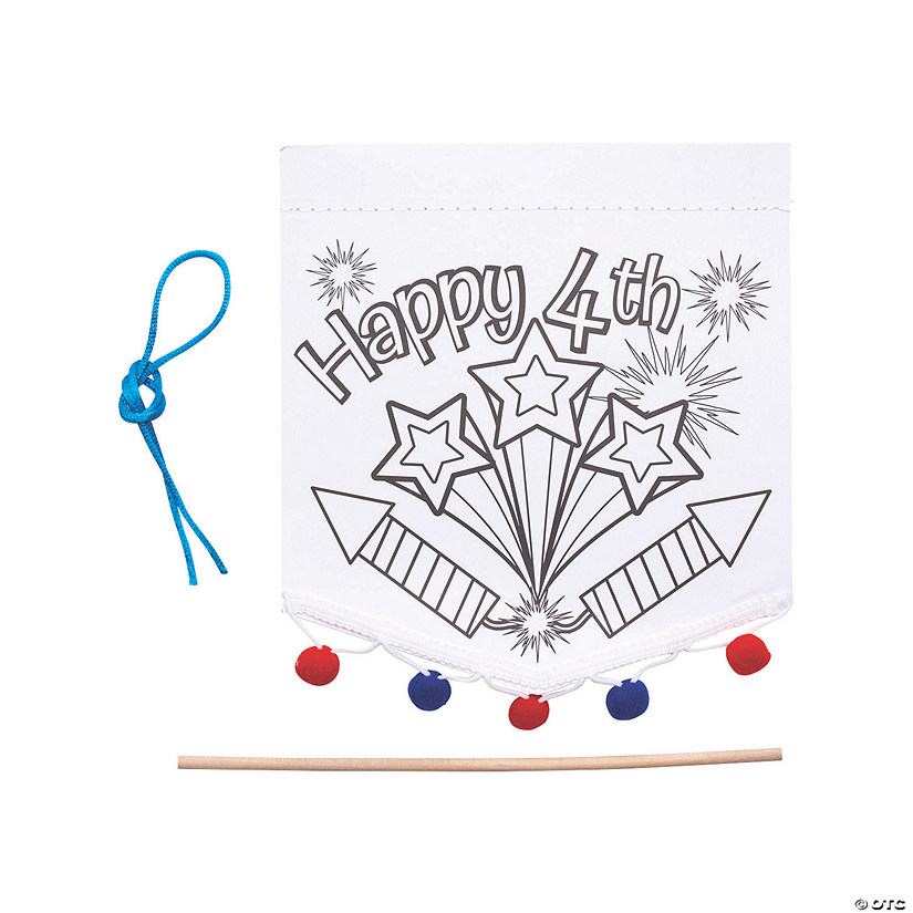 Color Your Own Patriotic Banners with Pom-Pom Trim - 12 Pc. Image