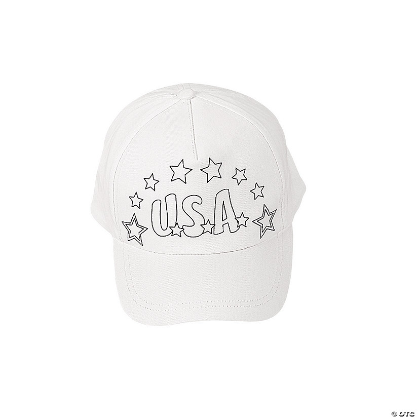 Color Your Own Patriotic Baseball Caps - 12 Pc. Image