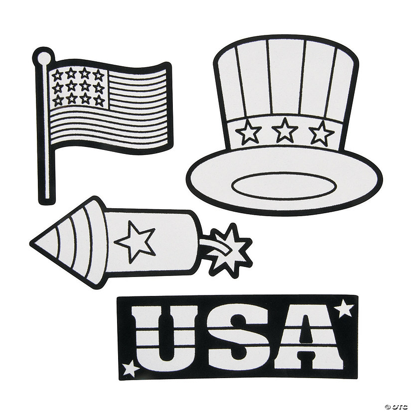 Color Your Own Patriotic Fuzzy Magnets - Makes 12 Image