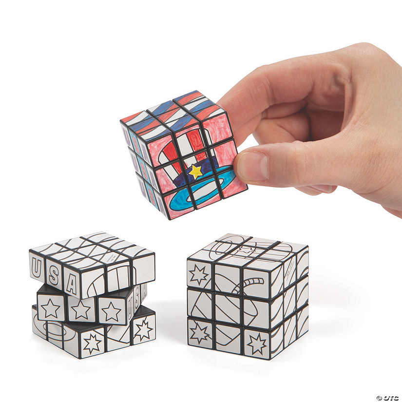 Color Your Own Patriotic Mini Puzzle Cubes - 12 Pc. Image