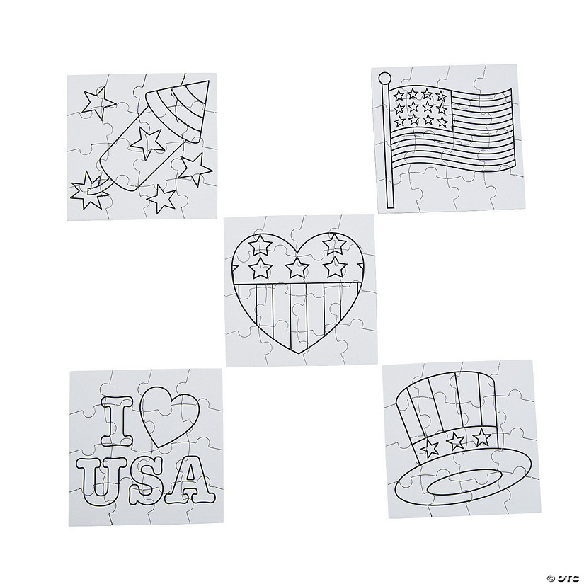 Color Your Own Patriotic Mini Puzzles | Oriental Trading