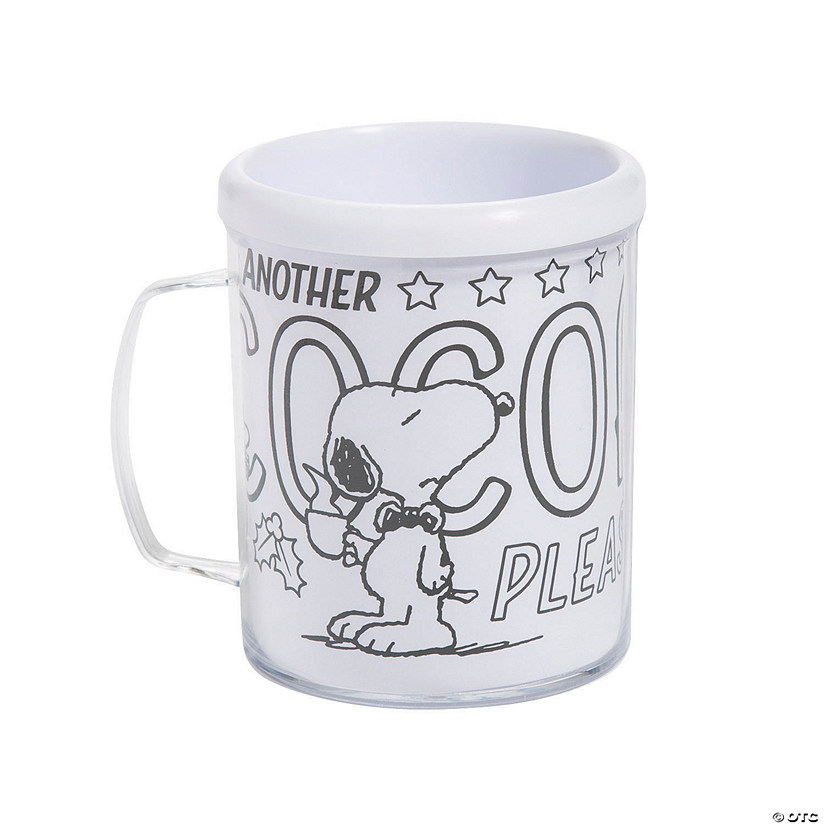 Color Your Own Peanuts<sup>&#174;</sup> Another Cocoa Please Plastic Mugs - 12 Pc. Image