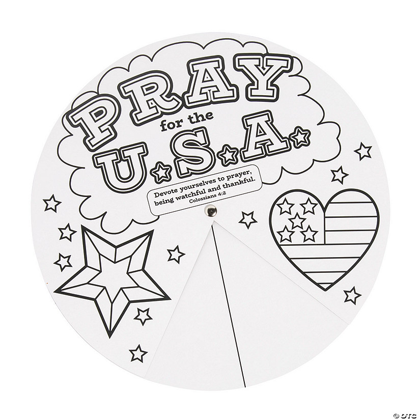 Color Your Own Pray for the USA Prayer Wheels - 12 Pc. Image