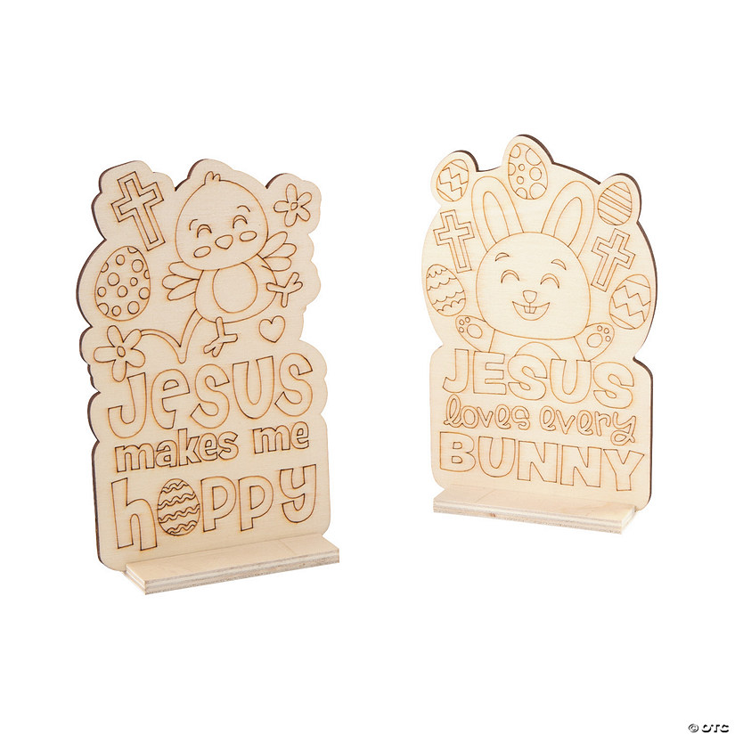 Color Your Own Religious Easter Bunny & Chick Tabletop Signs - 12 Pc. Image