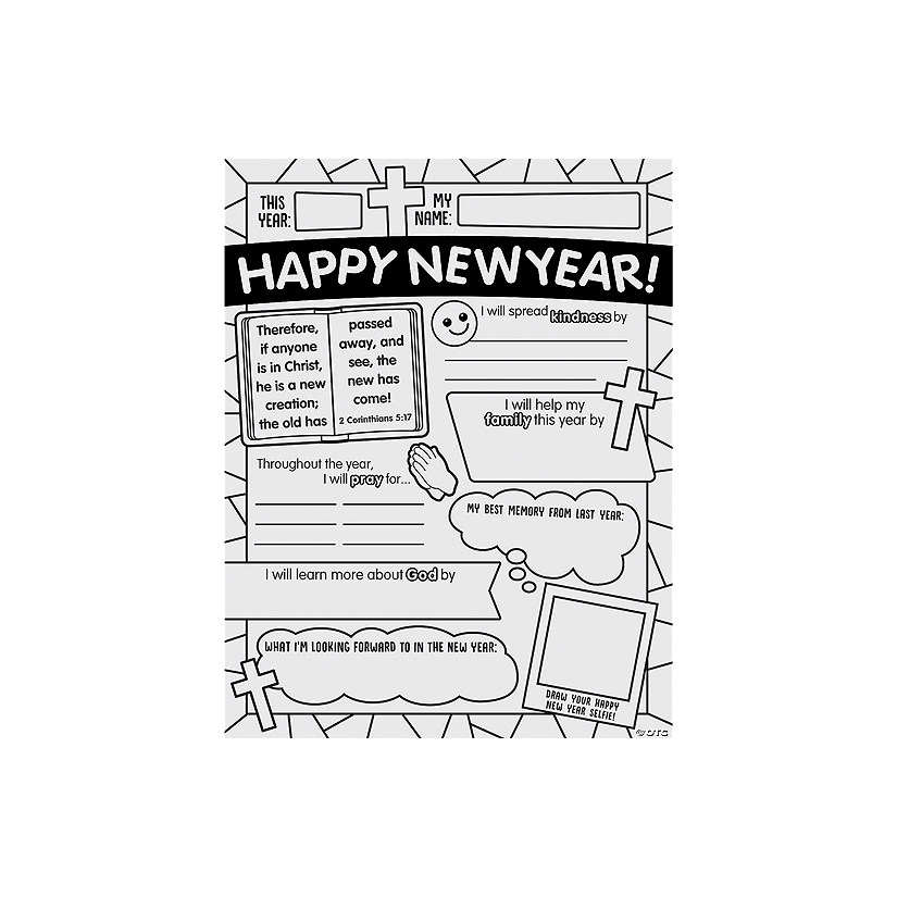 Color Your Own Religious Happy New Year Posters - 30 Pc. Image