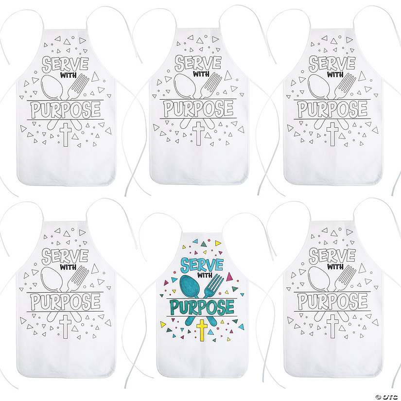Color Your Own Religious Serve With Purpose Aprons - 6 Pc. Image