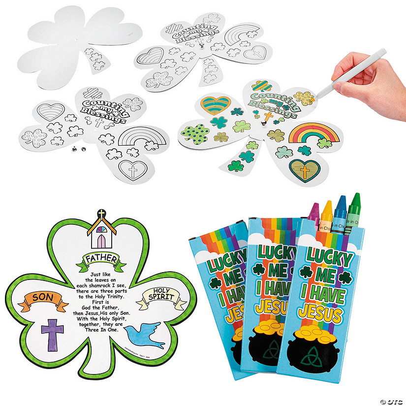 Color Your Own Religious St. Patrick&#8217;s Day Shamrock Kit for 24 Image