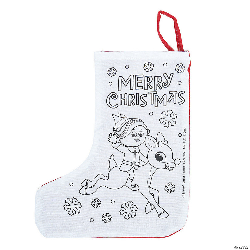 Color Your Own Rudolph the Red-Nosed Reindeer<sup>&#174;</sup> Christmas Stockings - 12 Pc. Image