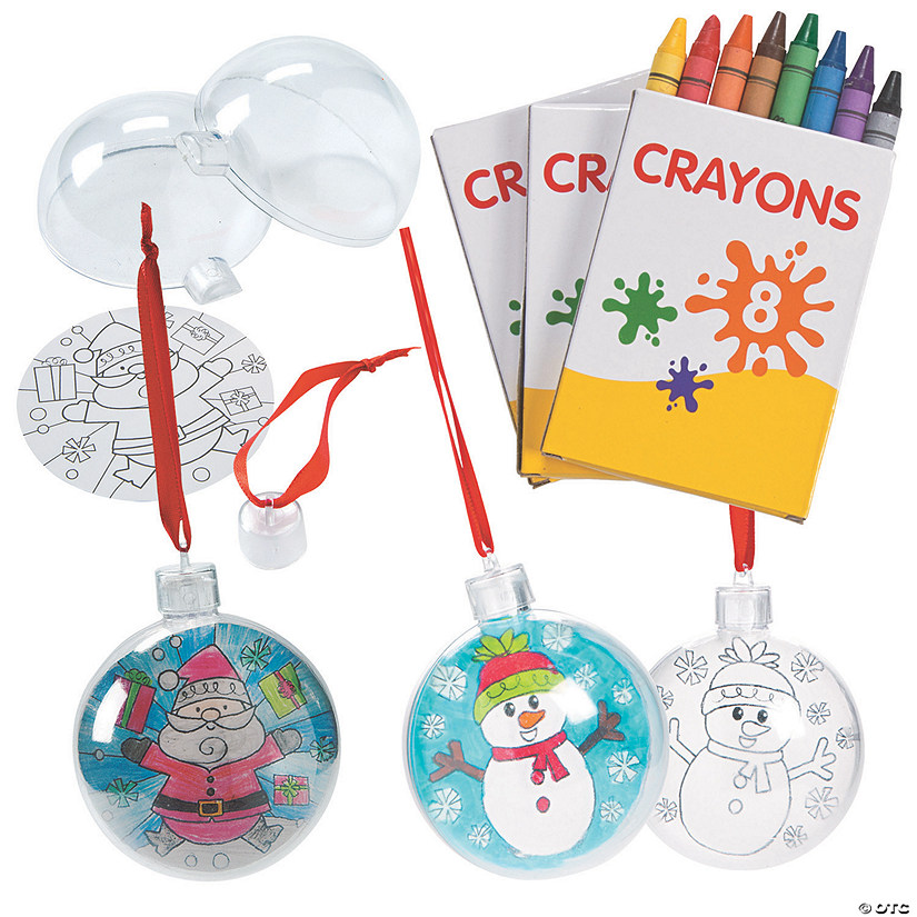 Color Your Own Santa & Snowman Bulb Ornament Craft Kit Assortment- Makes 24 Image