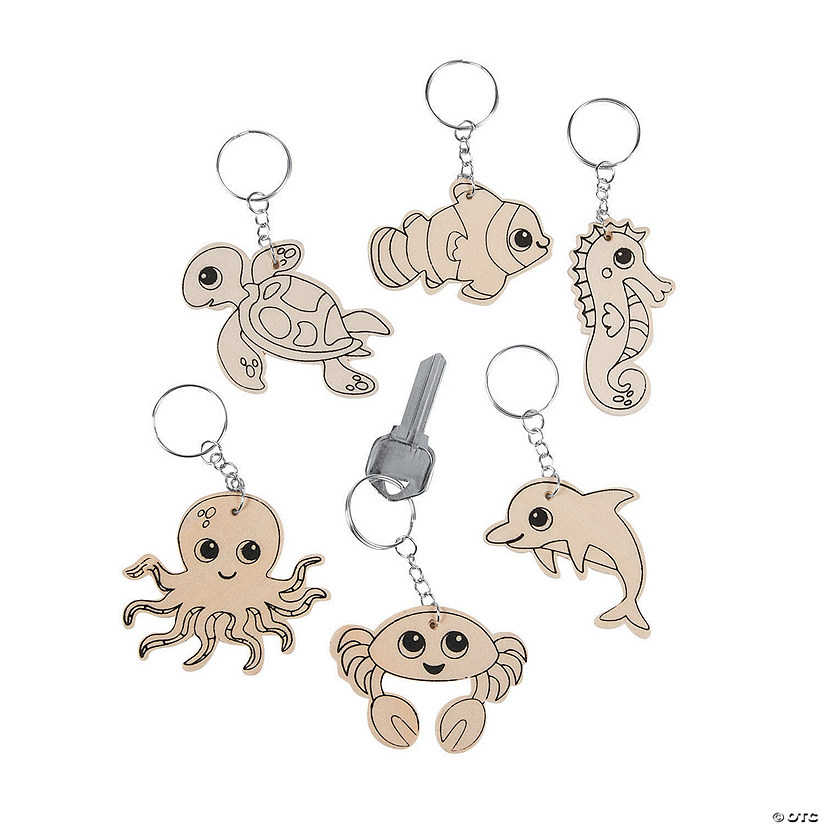 Color Your Own Sea Life Keychains - 12 Pc. Image