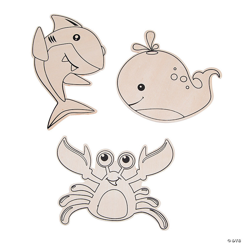 Color Your Own Sea Life Shapes - 12 Pc. Image