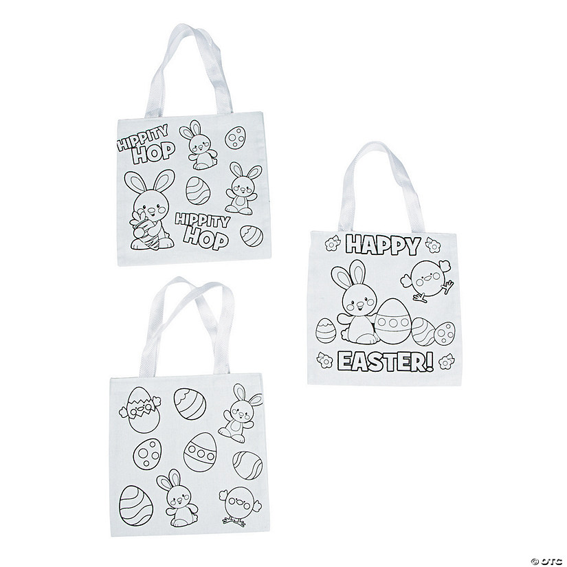 Color Your Own Small Easter Tote Bags - 12 Pc. Image