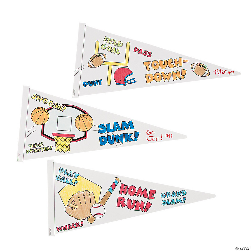 Color Your Own Sports Pennants - 12 Pc. Image