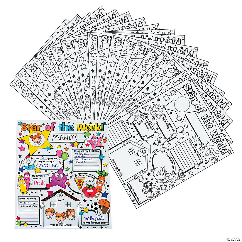 Color Your Own Star of the Week Posters - 30 Pc. Image