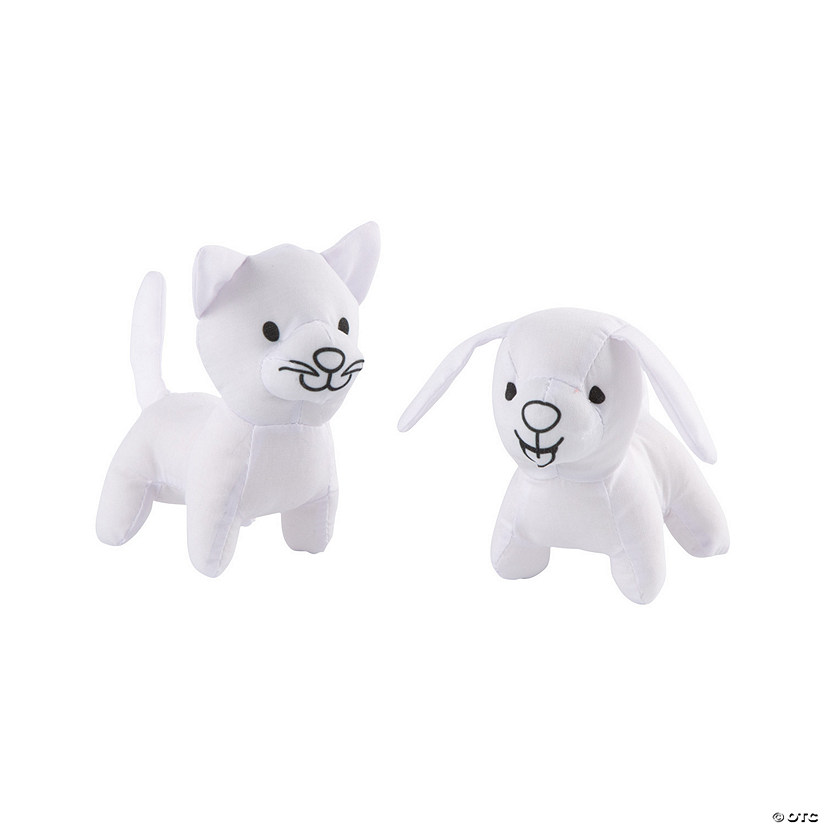 Color Your Own Stuffed Dogs & Cats - 12 Pc. Image